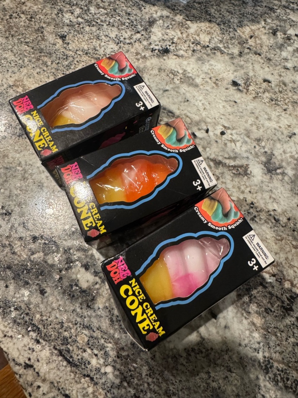 NEW! Nice Cream Cone Squishy Toy Set of 3 - Rainbow Pastel Colors